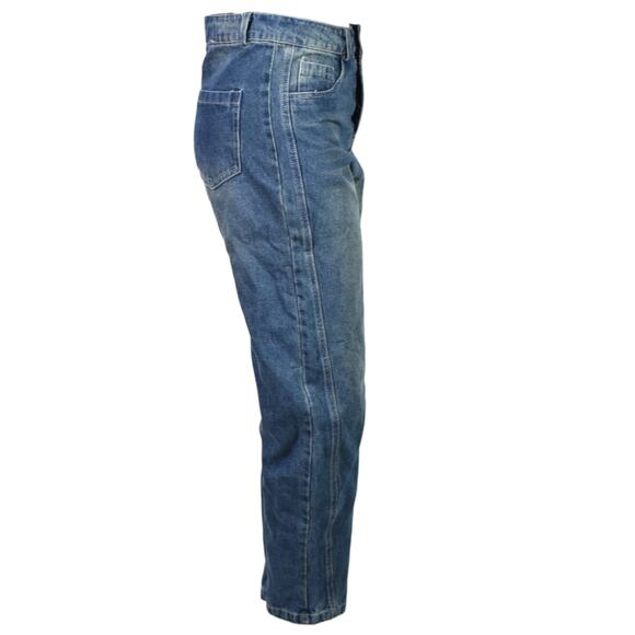 Barrel Leg Jeans Blue Balloon High Waist Medium Wash Baggy Wide Leg Ankle 25 26 - Picture 6 of 14